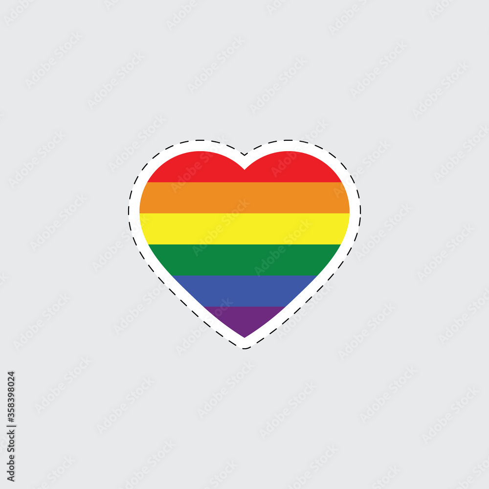 Obraz premium Gay heart vector or LGBT logo . Rainbow flag. Pride sticker.