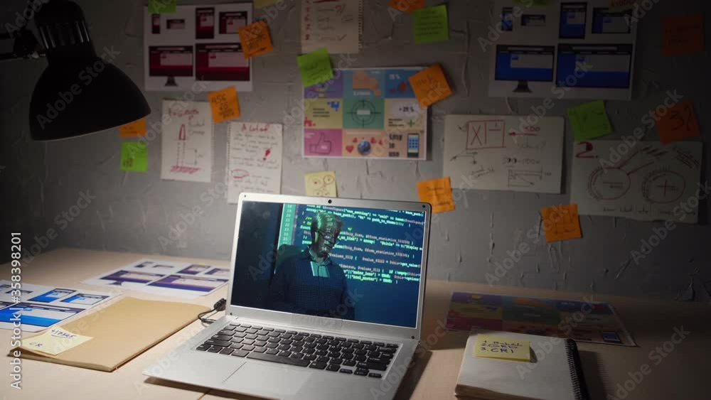 Open laptop computer with online computer programming lesson given by ...