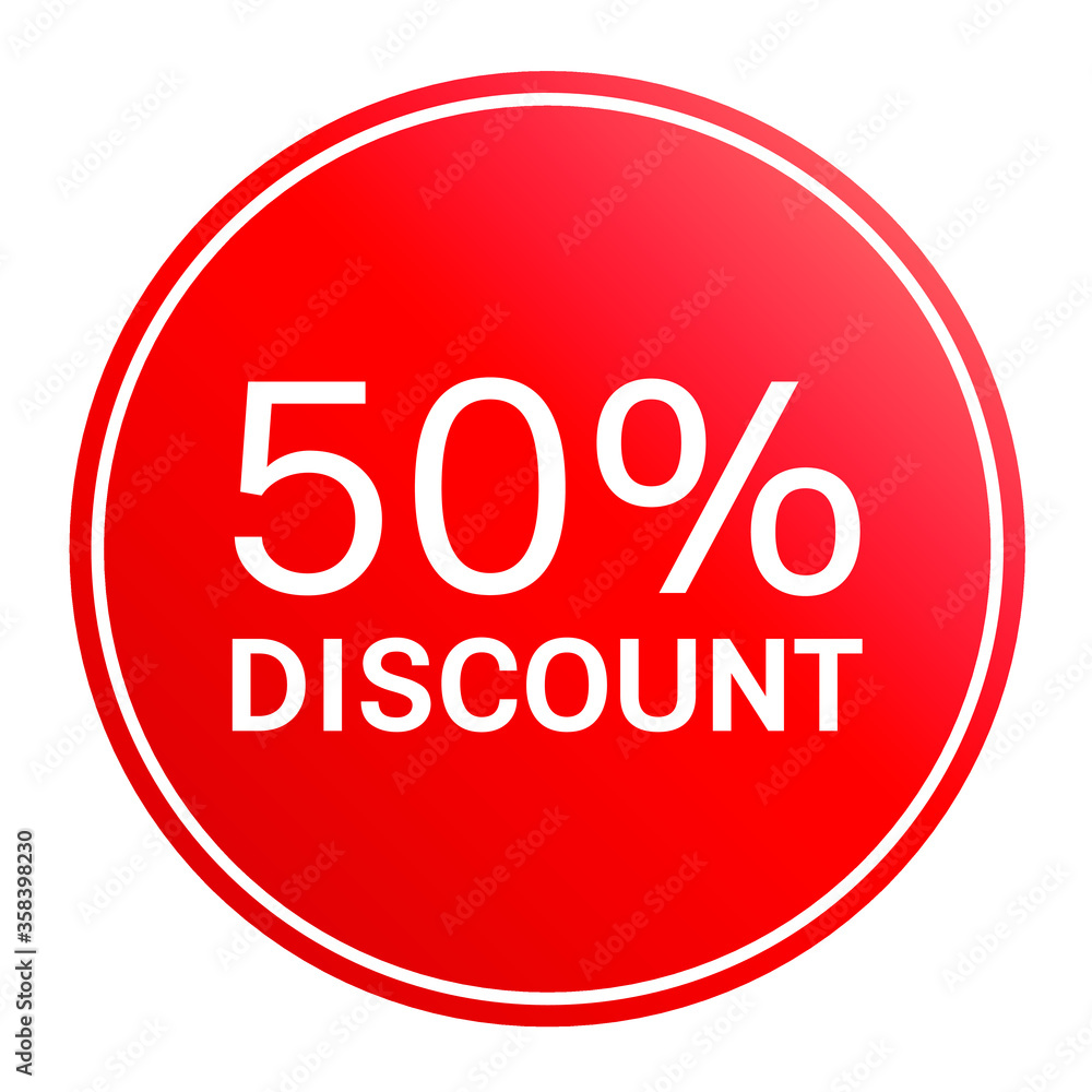 50% off sale. 50% off discount promotion vector isolated on white background. 50% off sale. 50% off discount promotion vector isolated on white background.