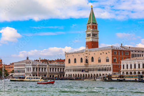 Doge's Palace and St. Mark's Campanile in Venice Italy from the Venetian Lagoon © SvetlanaSF