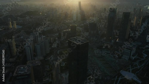 City early morning aerial photography