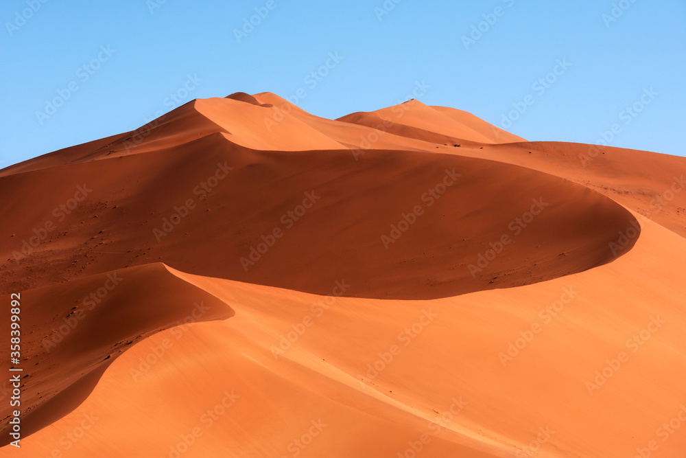 Huge sand dunes of Namibia desert, wilderness African landscape