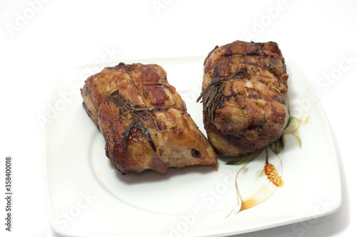 roast grilled beef with aluminum tub