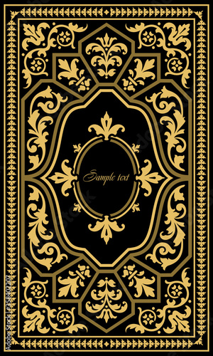 vintage ornate floral ornament golden geometric frame