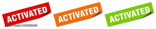 activated sticker. activated square isolated sign. activated label