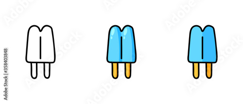 This is a set of icons with different popsicle styles. Contour and color popsicle symbols. Freehand drawing. Stylish web site solution.