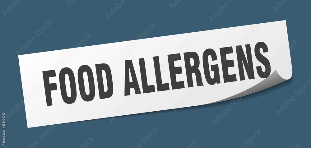 food allergens sticker. food allergens square isolated sign. food allergens label