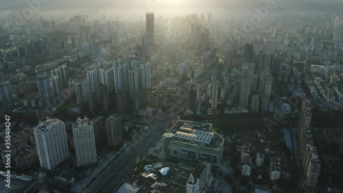 City early morning aerial photography