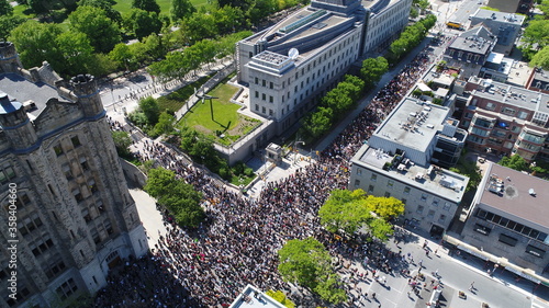 Aerial/Drone Photo of Black Lives Matter Protest in Ottawa by the Chateau Laurier & American Embassy