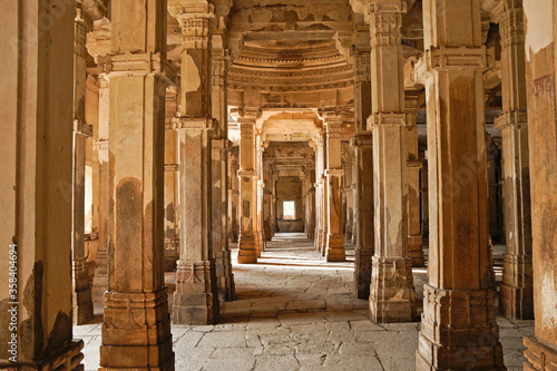 Interior of Jami Masjid (Grand Mosque), Champaner-Pavagadh Archaeological Park, Gujarat, India photo