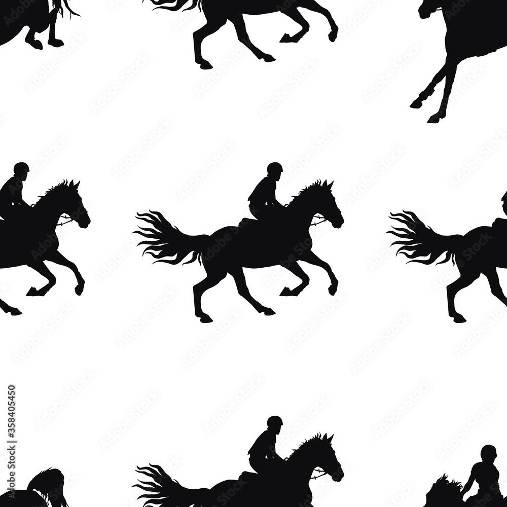 silhouettes of sports horses and riders isolated on a white seamless background silhouettes of sports horses and riders isolated on a white seamless background