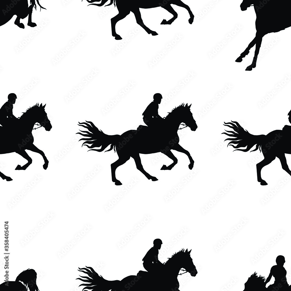 silhouettes of sports horses and riders isolated on a white seamless background silhouettes of sports horses and riders isolated on a white seamless background