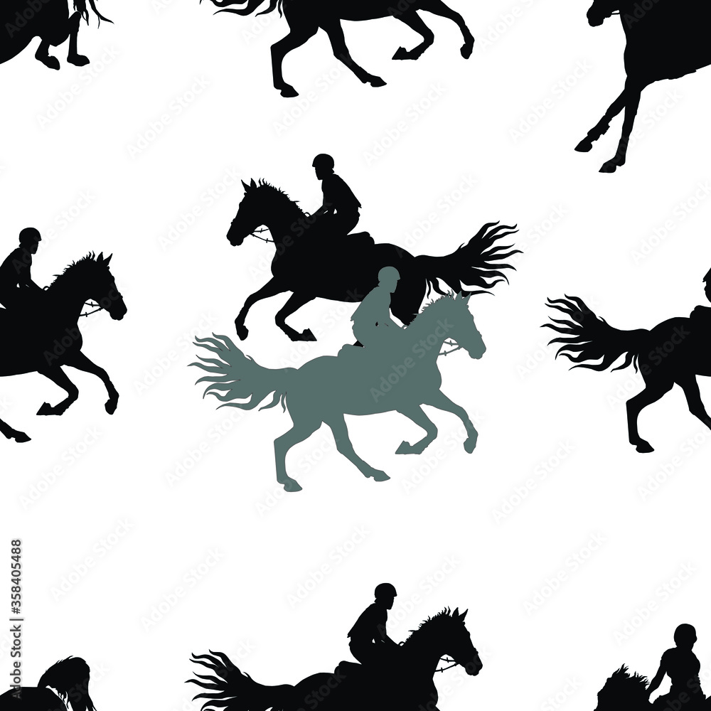 silhouettes of sports horses and riders isolated on a white seamless background silhouettes of sports horses and riders isolated on a white seamless background