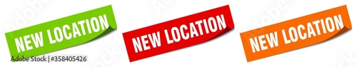 new location sticker. new location square isolated sign. new location label