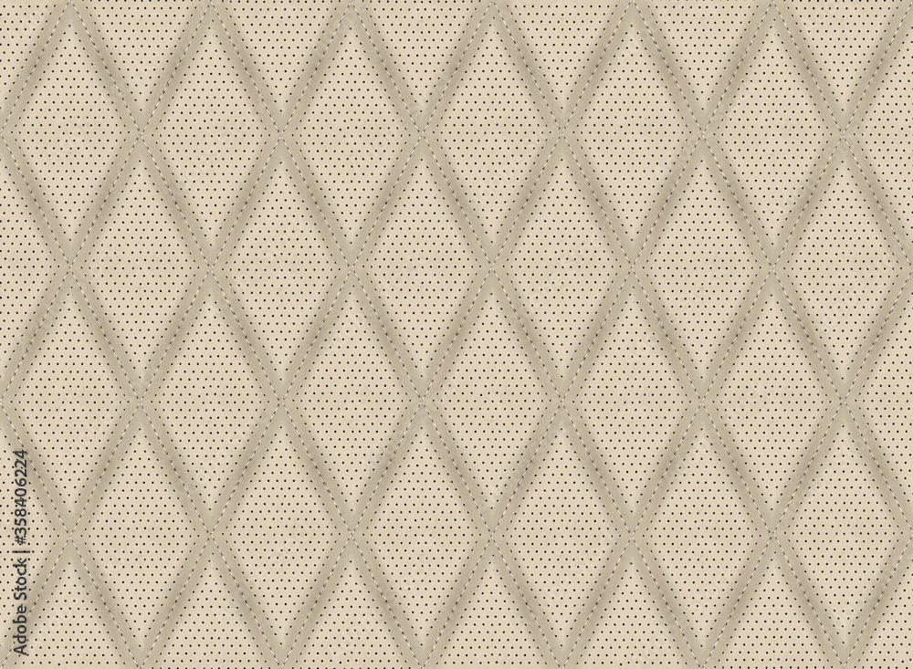 Padded perforated leather in diamond pattern Padded perforated leather in diamond pattern