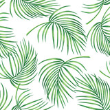 Watercolor painting coconut,banana,palm leaf,green leaves seamless pattern background.Watercolor hand drawn illustration tropical exotic leaf prints for wallpaper,textile Hawaii aloha jungle style.