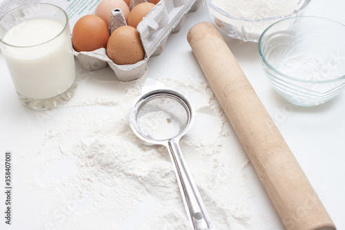 Frame of baking and cooking bread pastry or cake ingredients