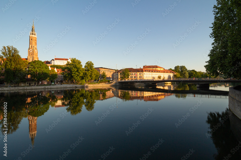 the river Isar in Landshut (near Munich) before sunset