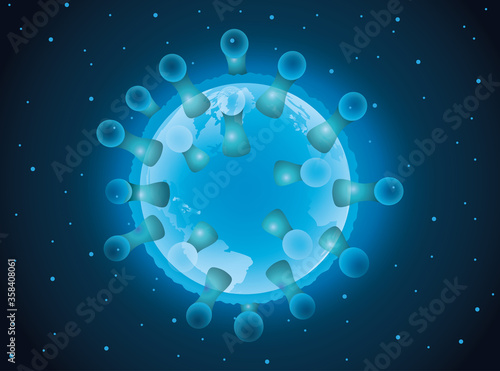 covid19 particle futuristic light icon