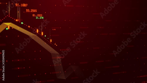 4K Animation of a falling graph of trading rates. Crisis business situation. Economics infographics with financial statistics of global data. Motion background. Dynamic changing indicators of expenses photo