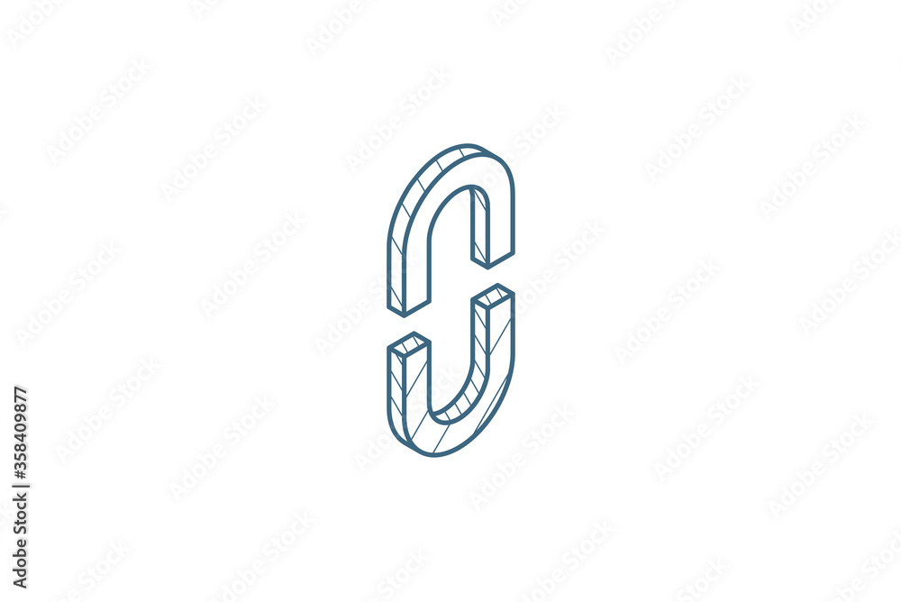 Internet link, broken chain isometric icon. 3d line art technical drawing. Editable stroke vector Internet link, broken chain isometric icon. 3d line art technical drawing. Editable stroke vector