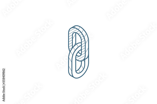 Internet chain link isometric icon. 3d line art technical drawing. Editable stroke vector