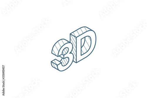 word isometric icon. 3d line art technical drawing. Editable stroke vector