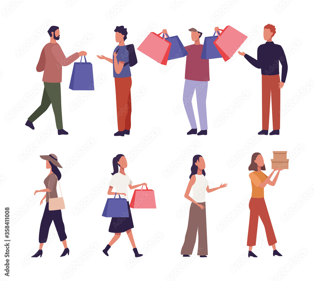 Fototapeta premium group of young people in shopping day