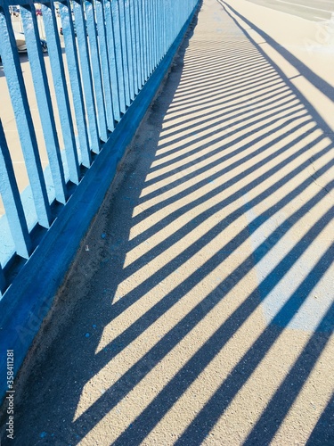blue and white stairs