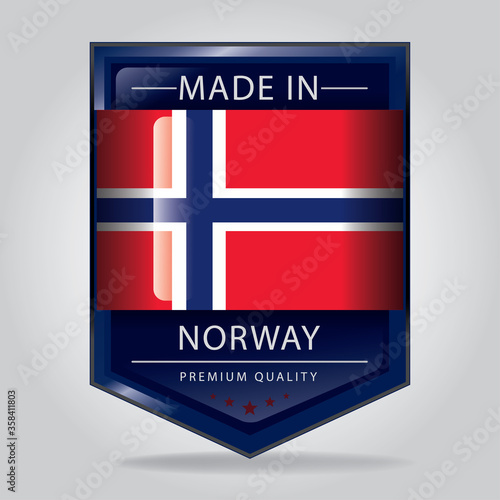 Made in NORWAY Seal, NORWEGIAN National Flag (Vector Art)
