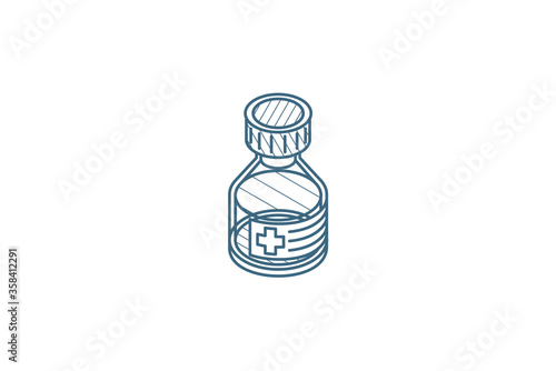 Mixture. Medical isometric icon. 3d line art technical drawing. Editable stroke vector