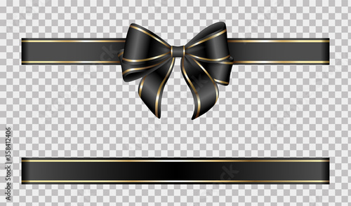 gold and black bow and ribbon