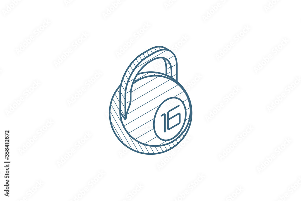 dumbbell Bob isometric icon. 3d line art technical drawing. Editable stroke vector dumbbell Bob isometric icon. 3d line art technical drawing. Editable stroke vector