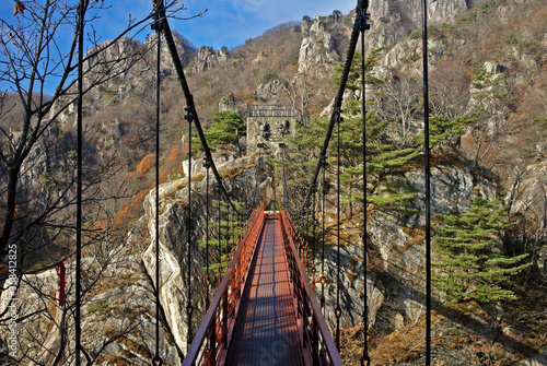 Suspension bridge in Daedunsan Provincial Park, Jeollabuk-Do, South Korea photo