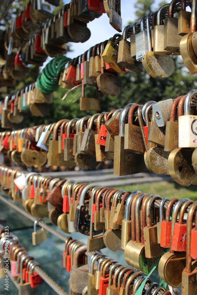 Love locks on the butchers bridge in Ljubljana Slovenia