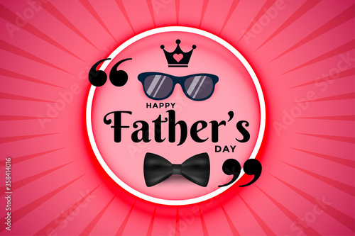 Happy father's day greeting, celebration card with specs and crown, poster vector illustration