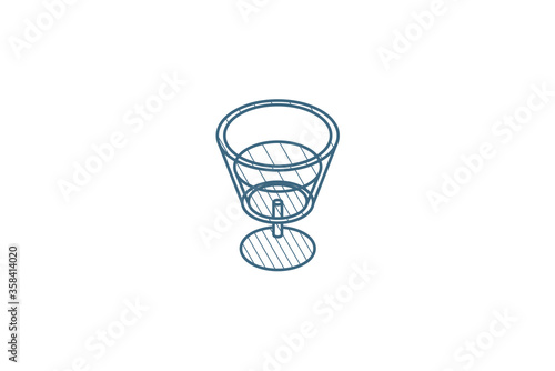 wine or cocktail glass icon isometric icon. 3d line art technical drawing. Editable stroke vector