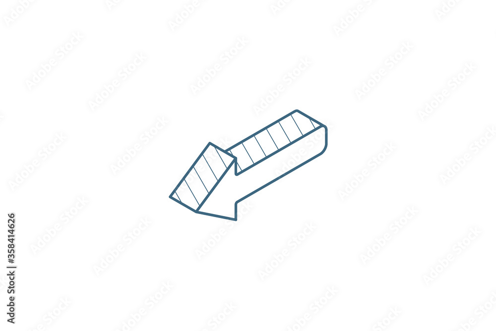 left arrow isometric icon. 3d line art technical drawing. Editable stroke vector left arrow isometric icon. 3d line art technical drawing. Editable stroke vector