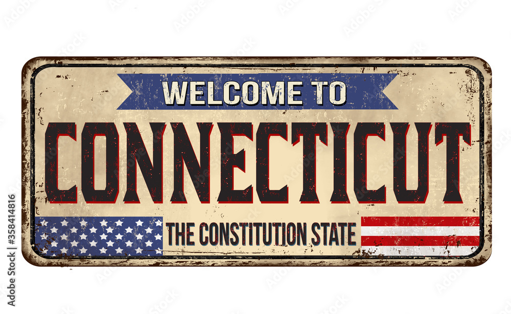 Fototapeta premium Welcome to Connecticut vintage rusty metal sign