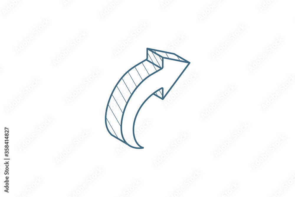 right arrow isometric icon. 3d line art technical drawing. Editable stroke vector right arrow isometric icon. 3d line art technical drawing. Editable stroke vector