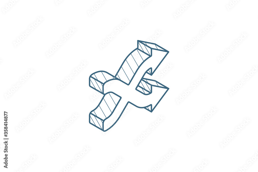 shufle, mix, random, intersecting arrow isometric icon. 3d line art technical drawing. Editable stroke vector shufle, mix, random, intersecting arrow isometric icon. 3d line art technical drawing. Editable stroke vector
