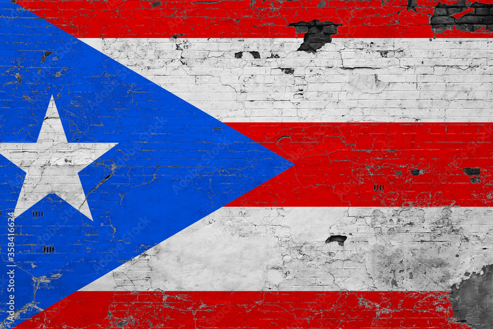 Puerto Rico flag on grunge scratched concrete surface. National vintage ...