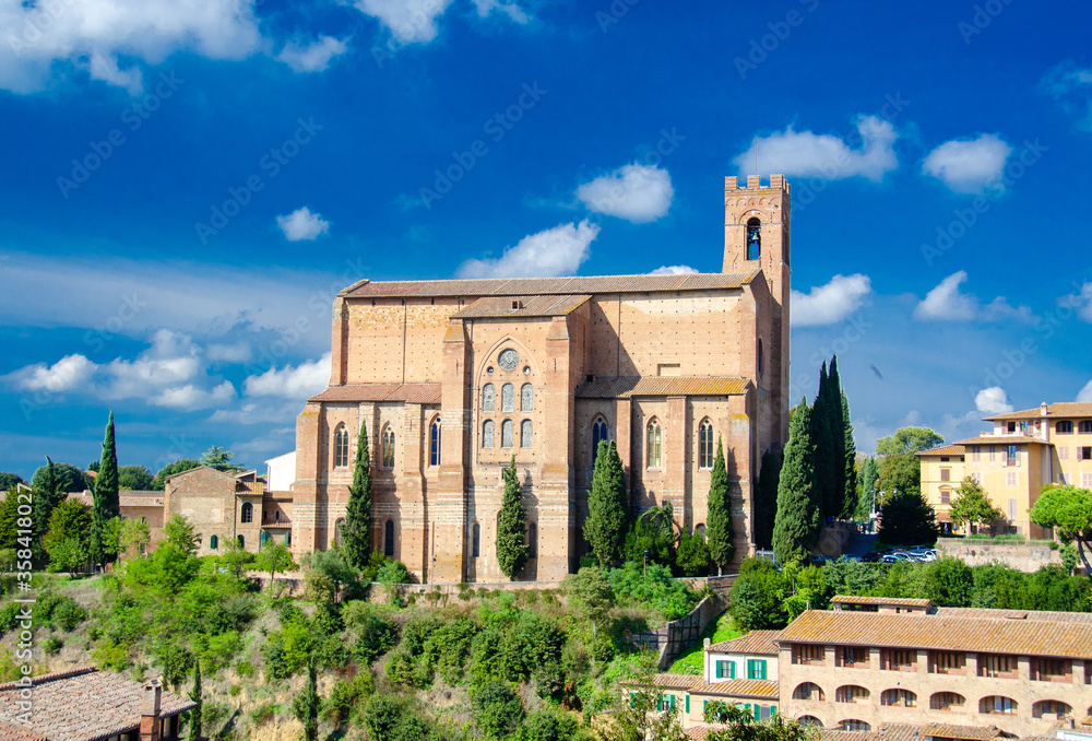 Beatiful view of the Basilica of San Domenico in Siena, Tuscany, Italy