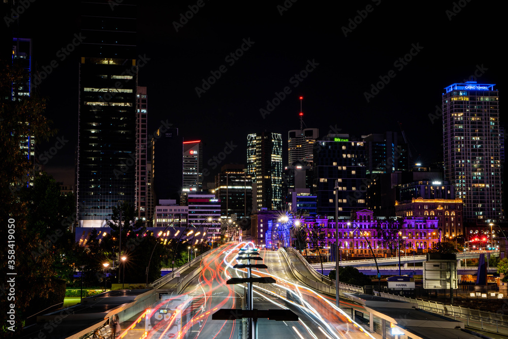 Night traffic in Brisbane