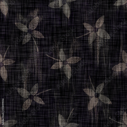 
Watercolor dye floral woven linen texture background effect. Moody dark grunge seamless pattern. Textured modern damask furnishing fabric all over print.
