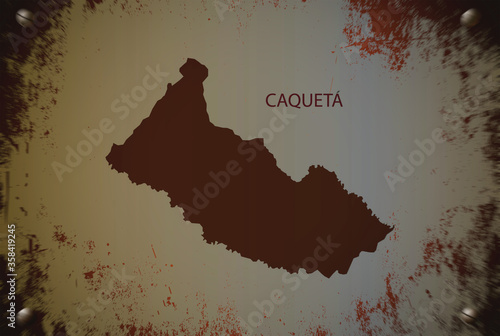 Map of Caqueta Department, Colombia, on a metal  background, 3D illustration photo