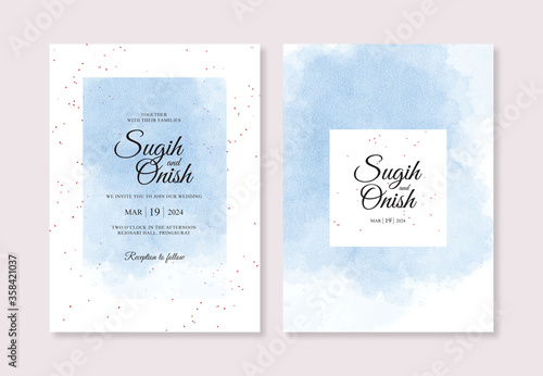 Splash watercolor hand painting for sweet wedding invitation card template