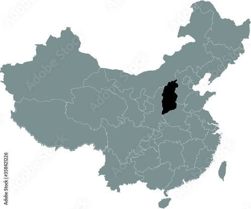 Black Location Map of Chinese Province of Shanxi within Grey Map of China