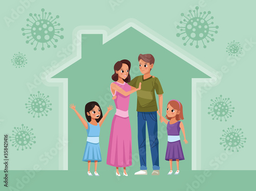 parents couple and daughters Stay at Home family campaign