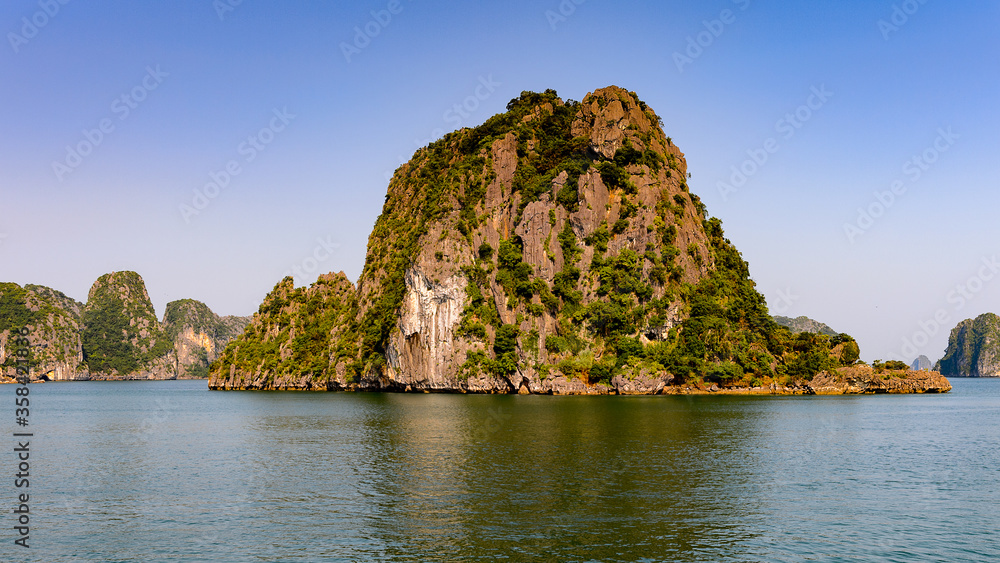 It's Nature and rocks of the Halong Bay, Indochina sea, Vietnam. UNESCO World Heritage